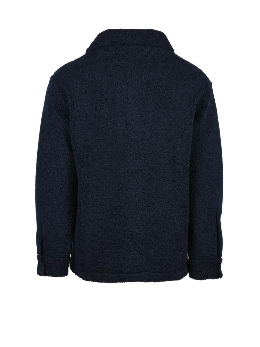 Ballantyne Blue Plush Snap Button Polyester Overcoat