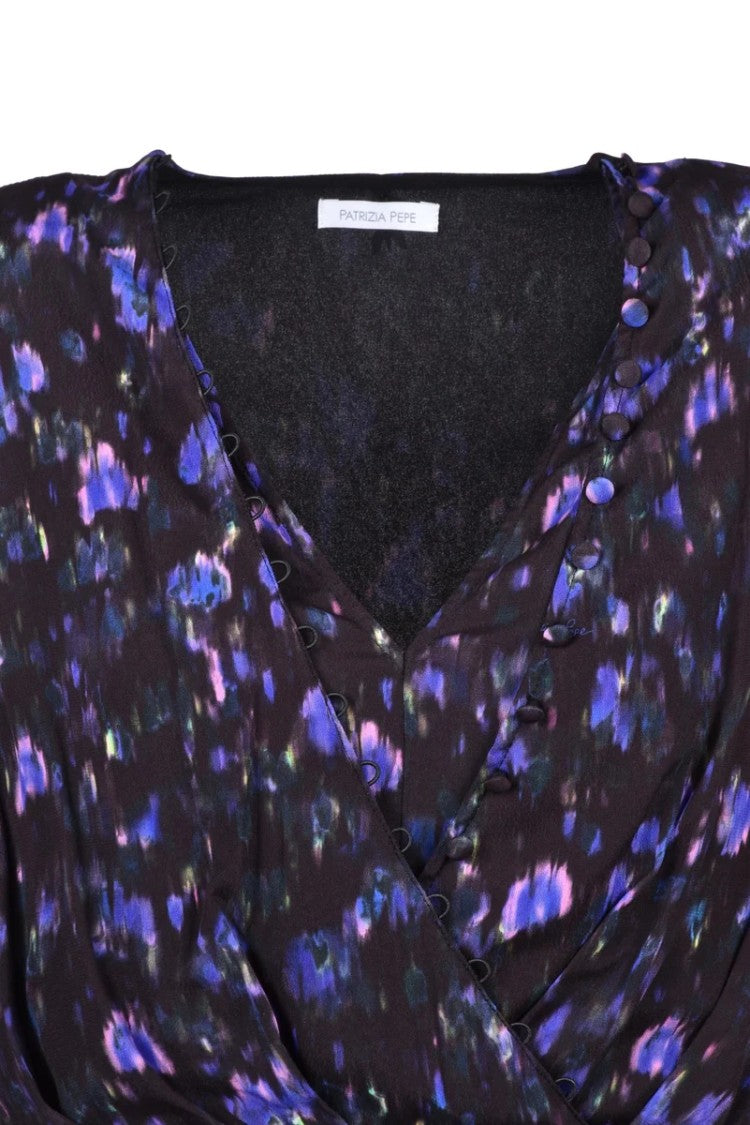 Patrizia Pepe Flared Dress - Black/Purple