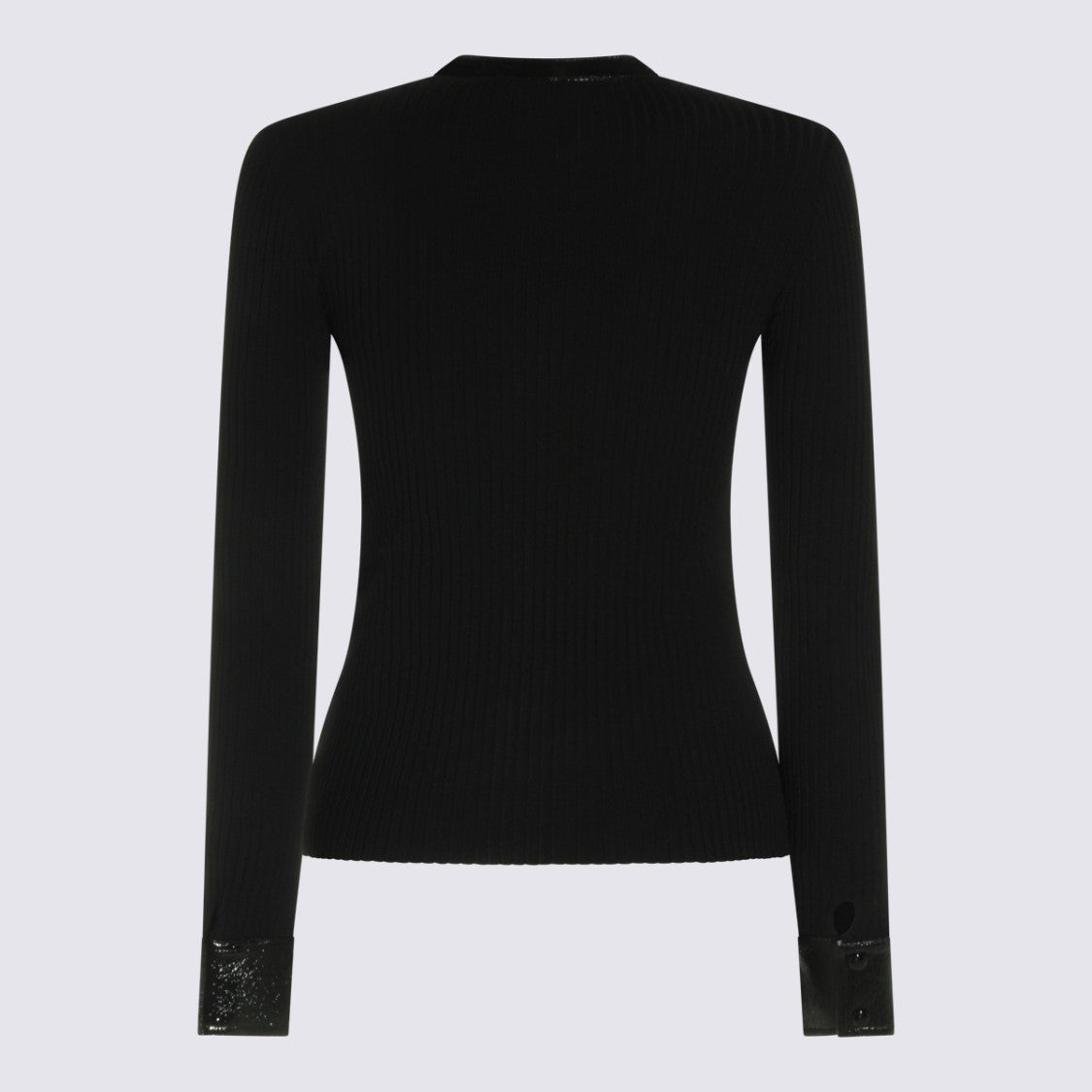 Courrèges Fitted Sweater With Ribbed Texture And Patent Trim