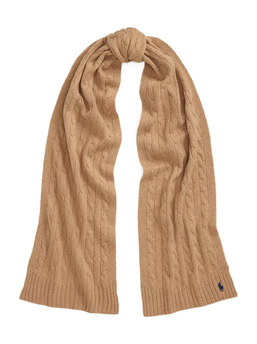 Polo Ralph Lauren Cable Knit Oblong Scarf With Ribbed Edges