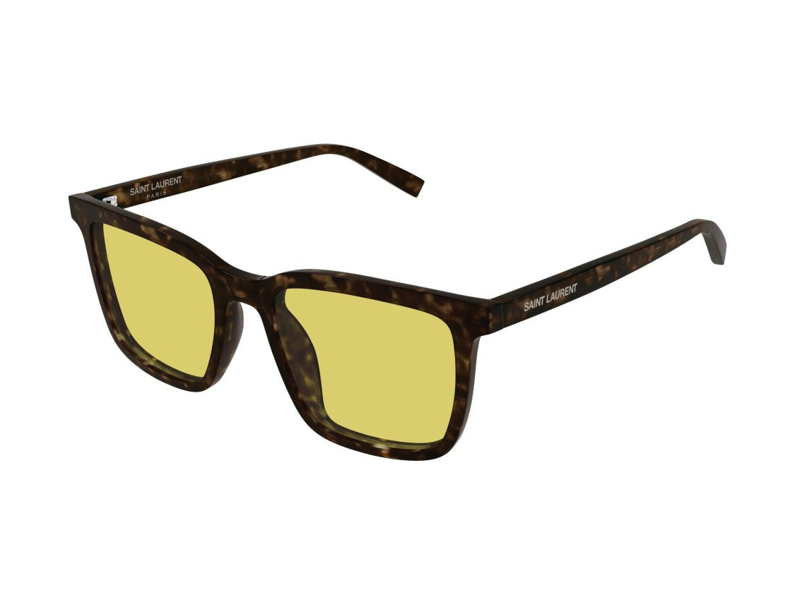 Saint Laurent Yellow Sl 500 Tortoiseshell Acetate Square Sunglasses
