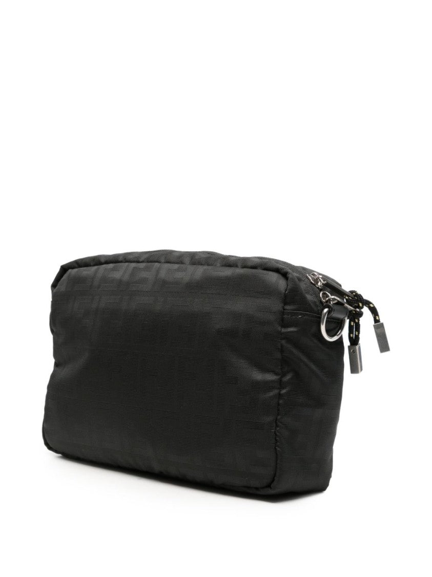 Fendi Rectangular Black Fabric Bag With Zippered Pockets