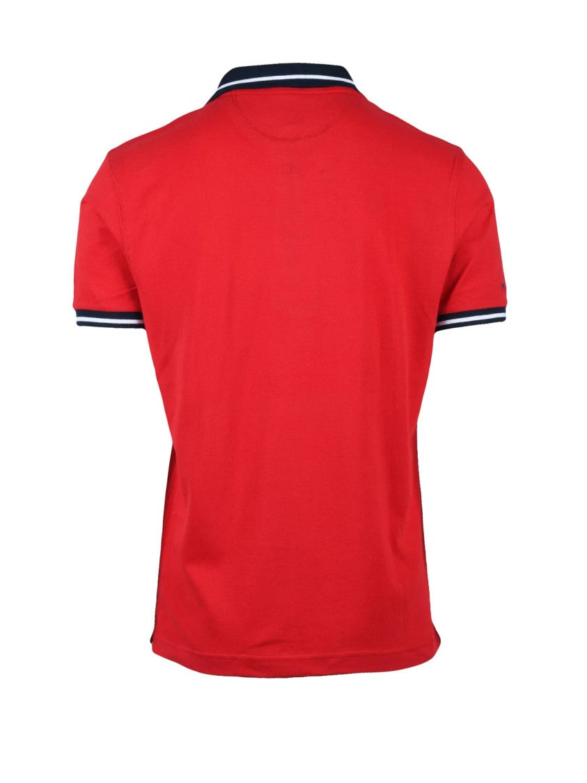 La Martina Red Blue Men Cotton Polo
