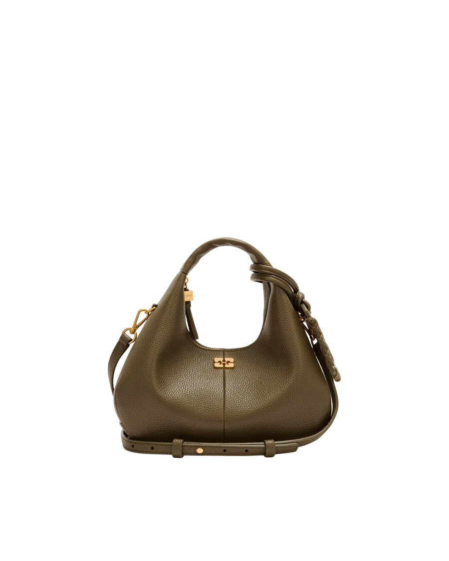 Ganni Military Olive Mini Hobo Polyurethane Bag