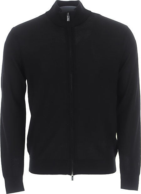 Emporio Armani Black Knit Zip-Up Sweater