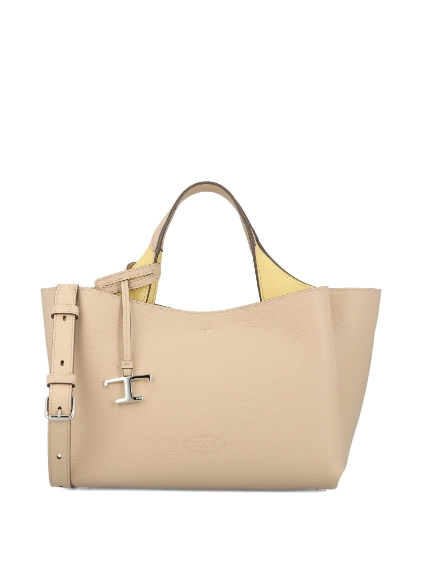 Tod's Beige Structured Leather Handbag