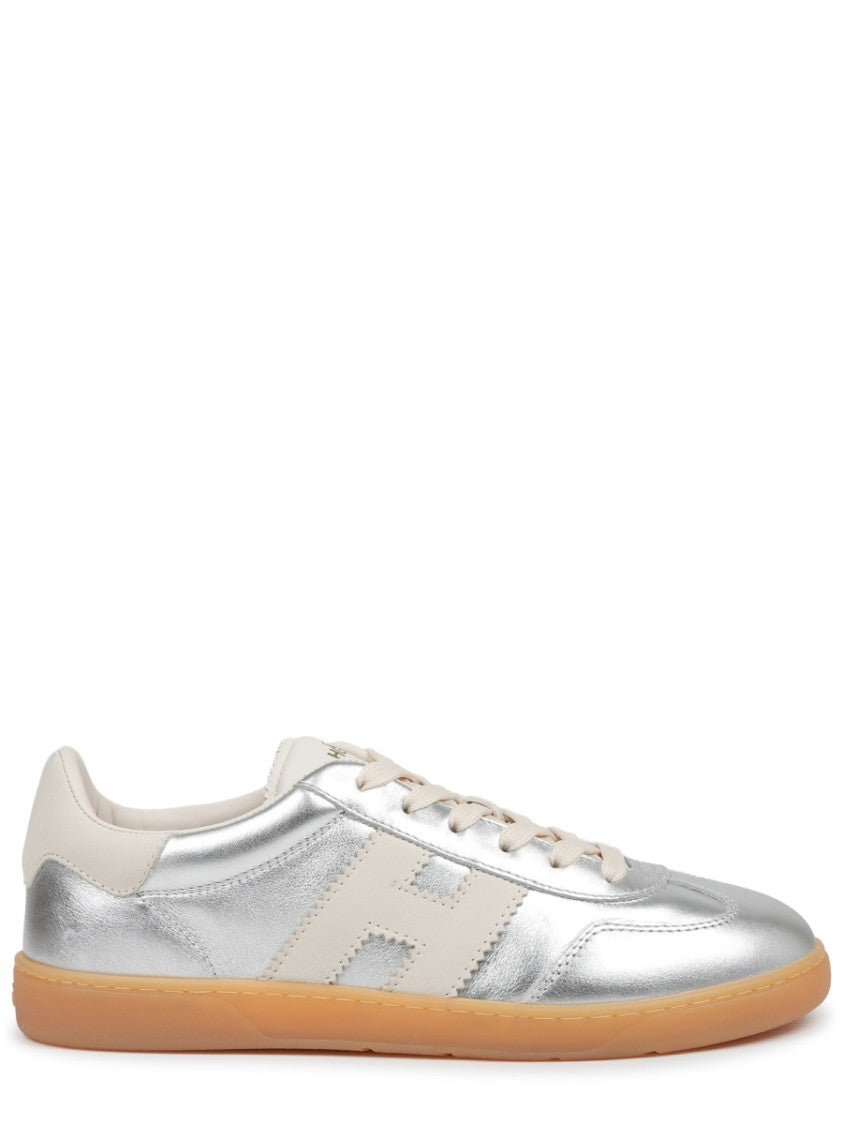 Hogan Metallic Silver Calfskin Mutton Sneakers