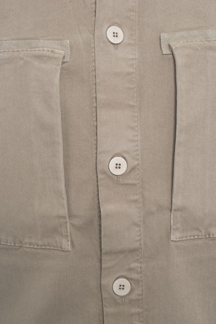 Transit Beige Overshirt With Classic Collar And Flap Pockets