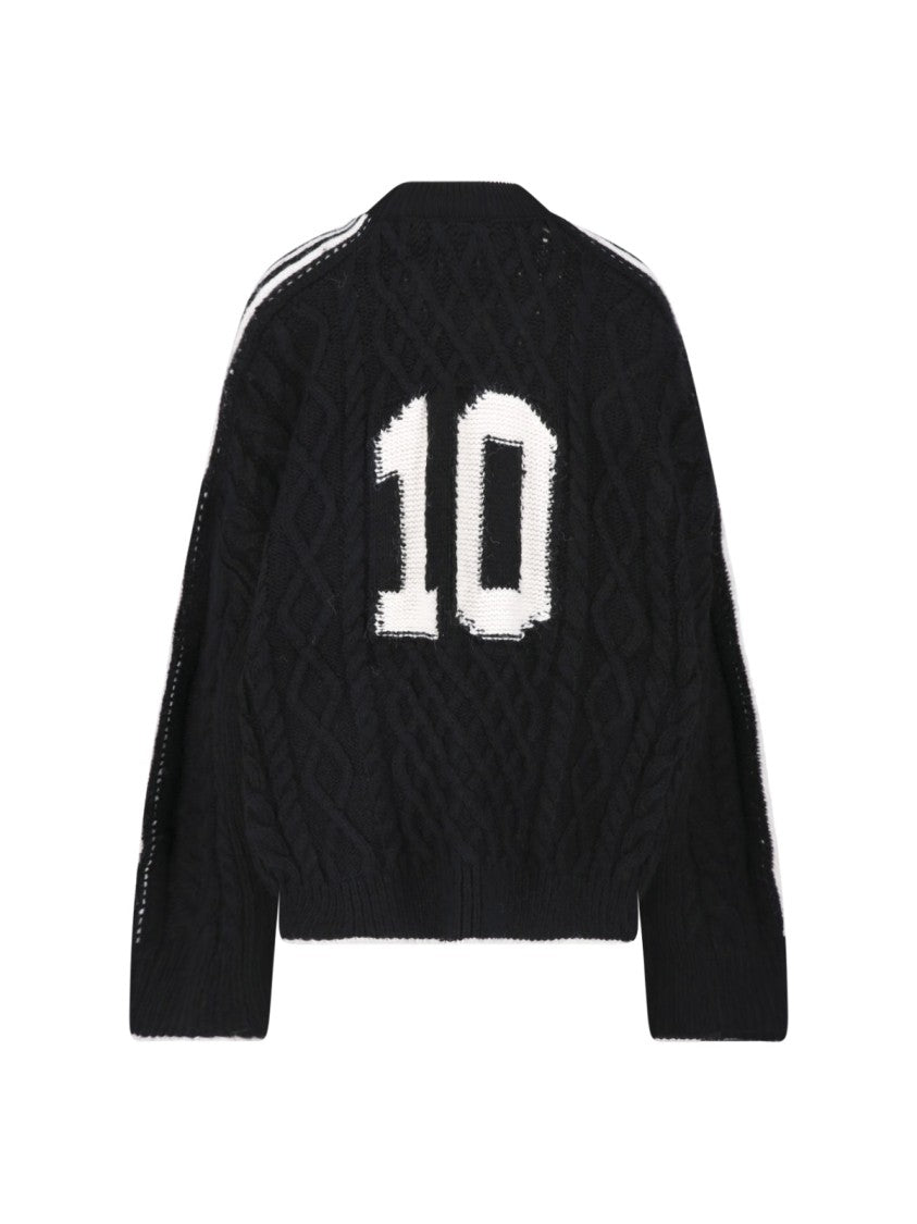 Adidas Black Cable-Knit Stripe Sweatshirt