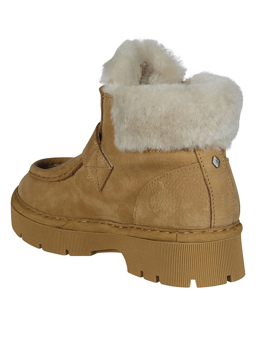 Panchic Ankle Strap Boot In Textured Brown Leather