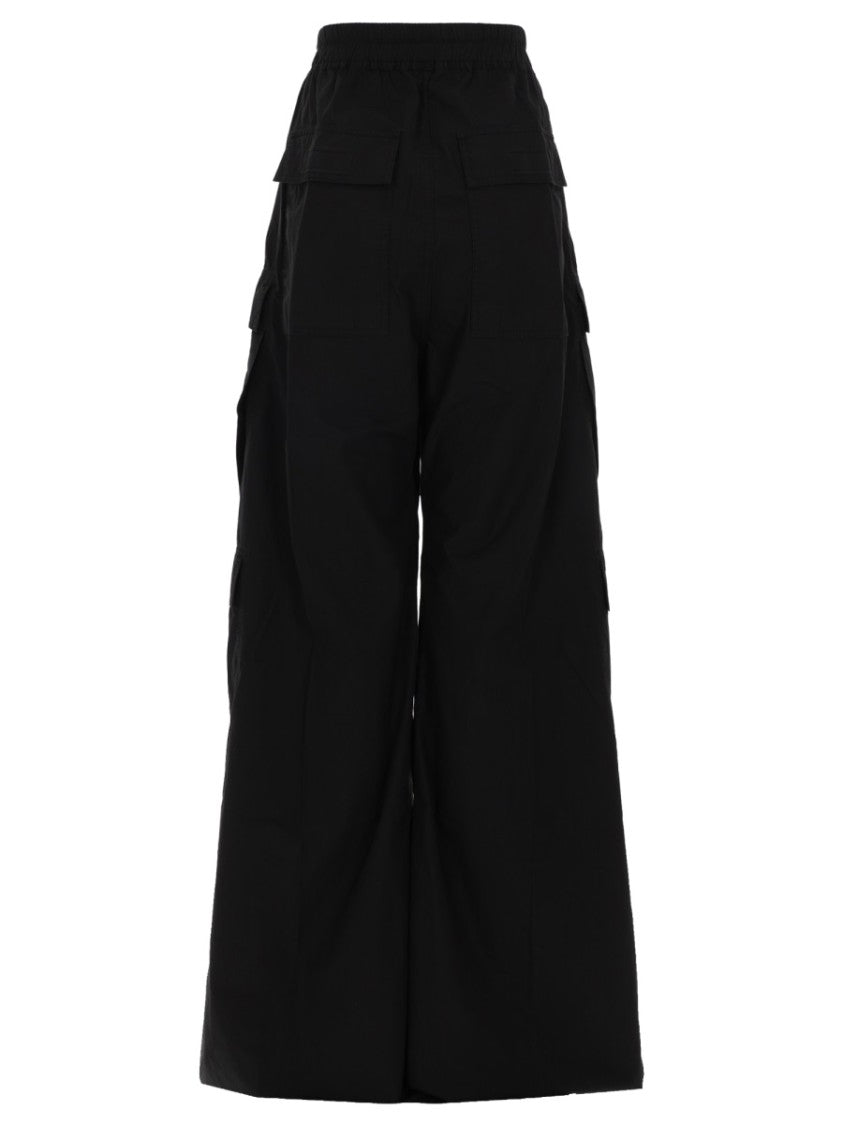 Drkshdw By Rick Owens Black Wide-Leg Side Snap Button Cargo Trousers