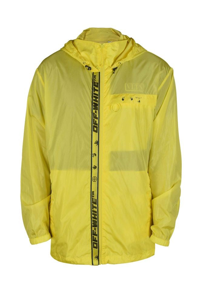 Off-White Yellow Off-White Windbreaker With Iconic Logo Accents
