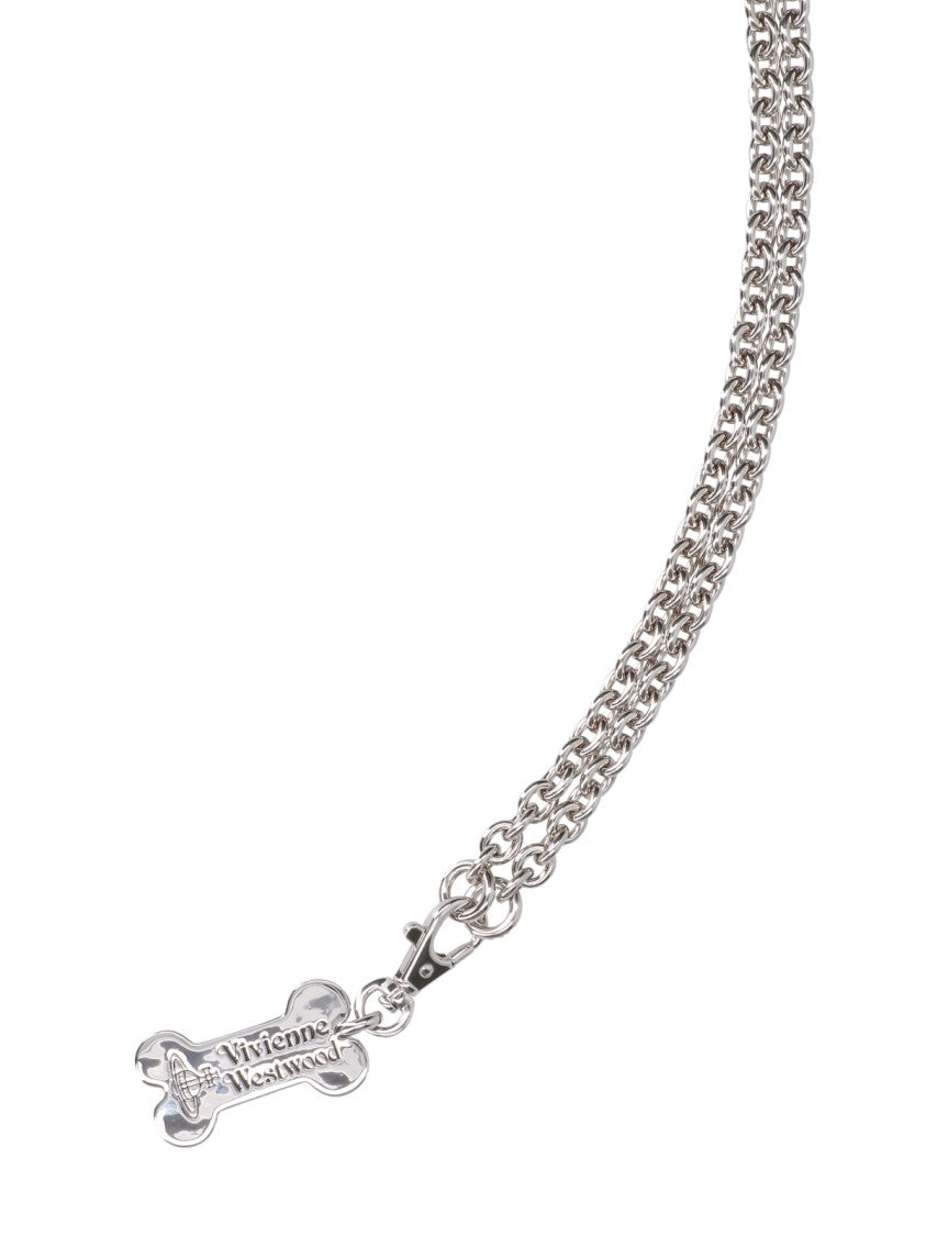 Vivienne Westwood Silver Bone Pendant Chain Necklace