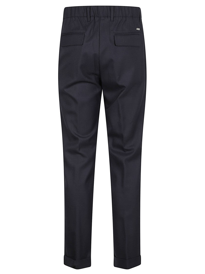 Herno Fluid Stretch Wool Blend Trousers With Elastic Waistband