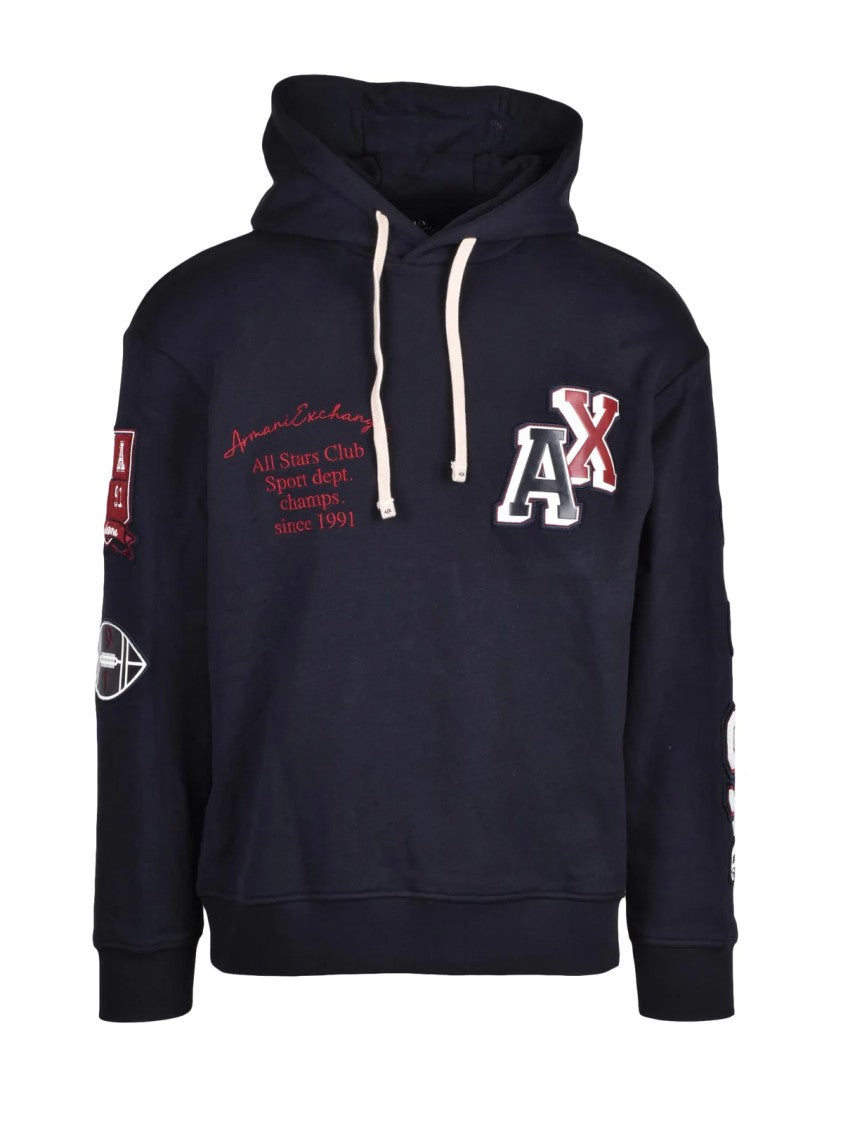 Armani Exchange Grey Cotton Hooded Sweatshirt