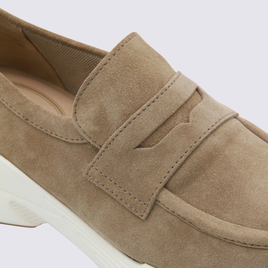 Tod's Suede Loafer Flats With Chunky White Rubber Sole