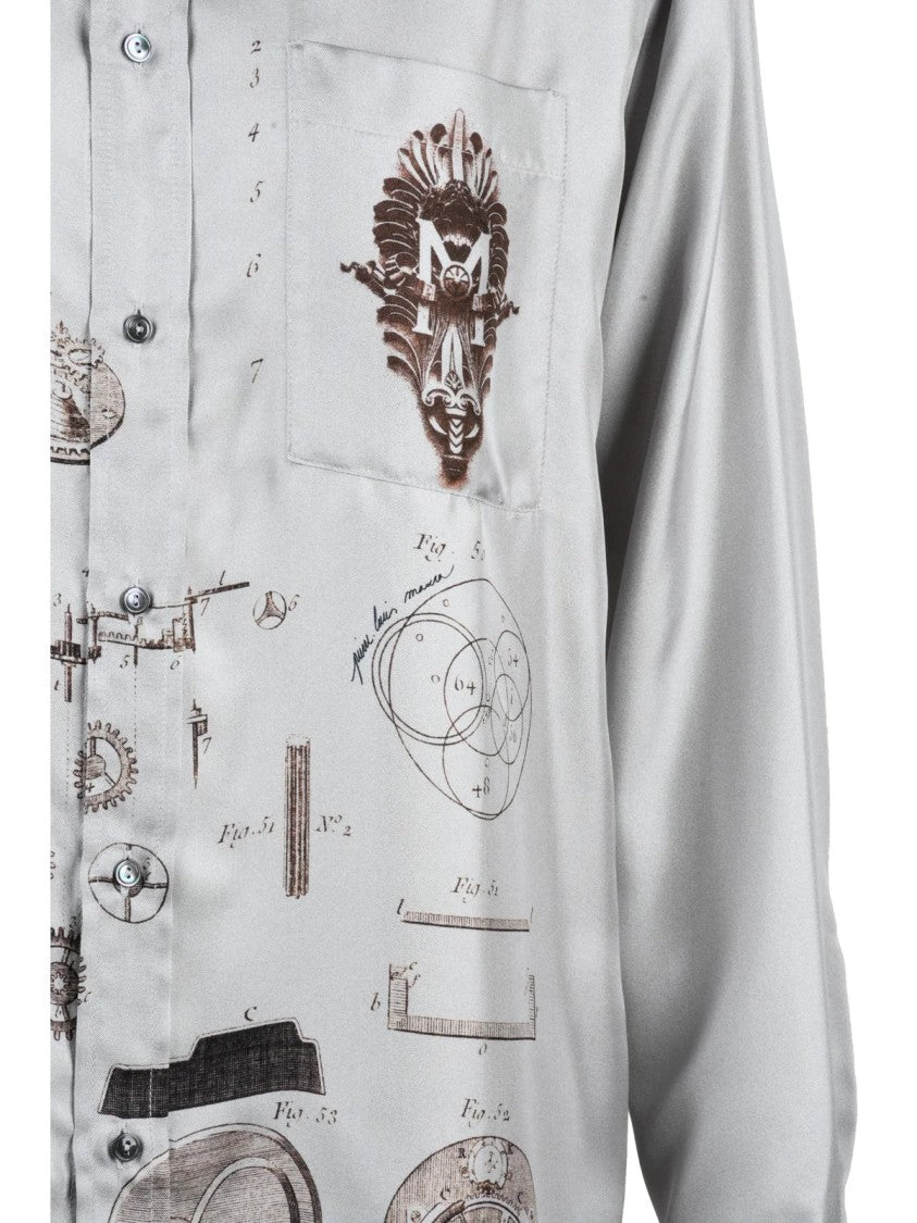Pierre-Louis Mascia Grey Vintage Print Silk Shirt