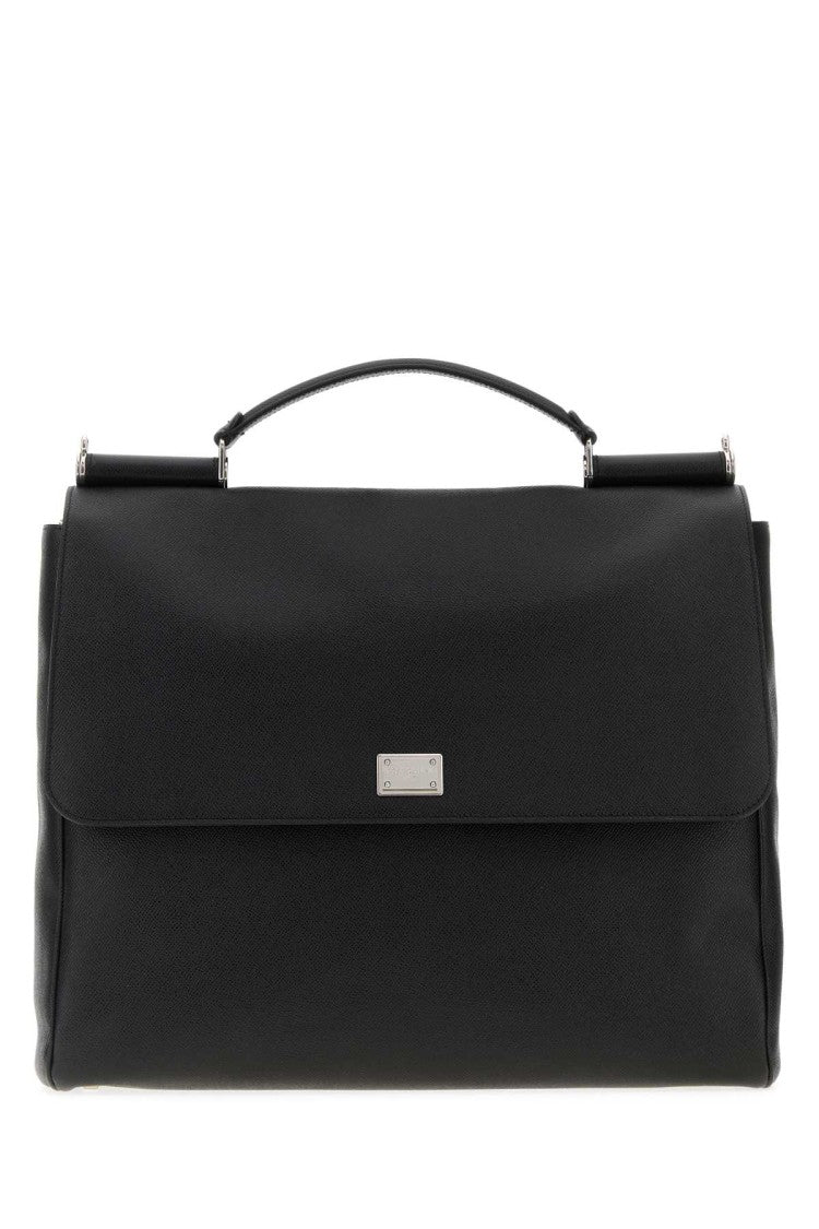 Dolce & Gabbana Black Leather Sicily Briefcase