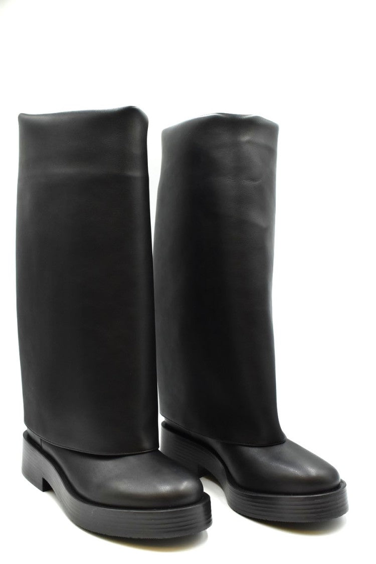 Casadei Black Charlie Chunky Heel Leather Ankle Boots