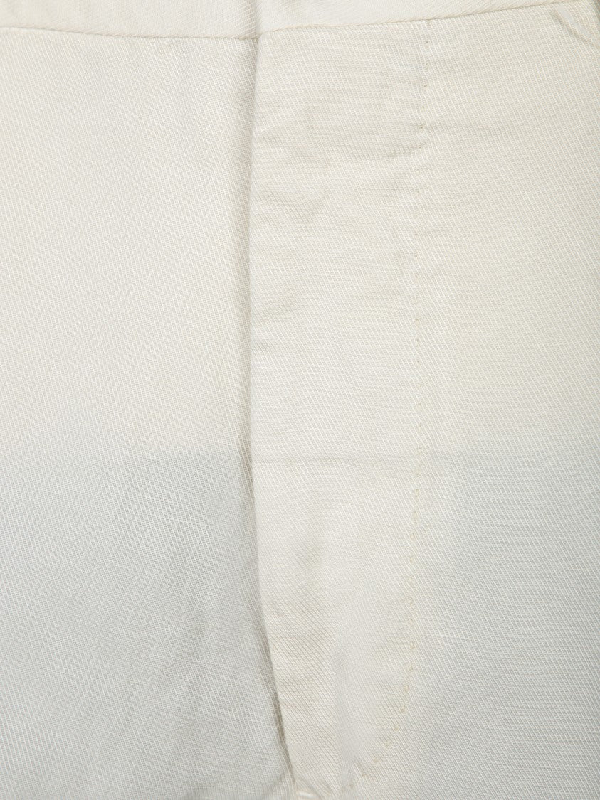 Dell'oglio Tailored White Trousers In Cotton-Linen Blend