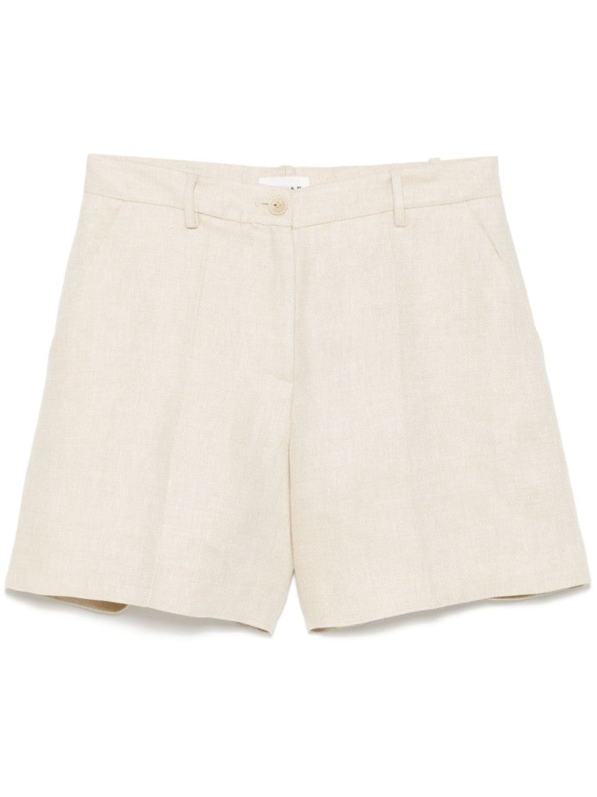 Parosh Beige Linen Tailored Shorts With High Waist