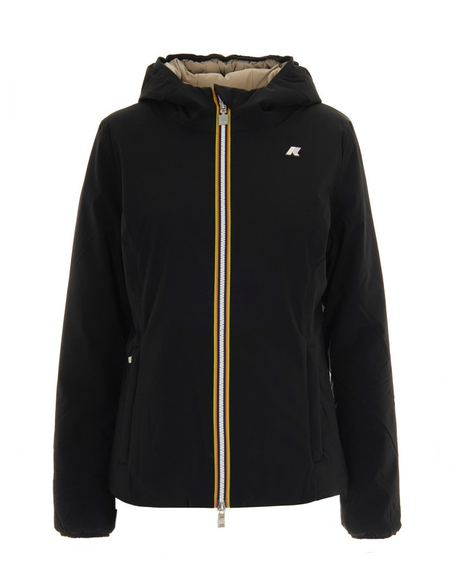 K-Way Lily St Warm Double Jacket In Black/Beige