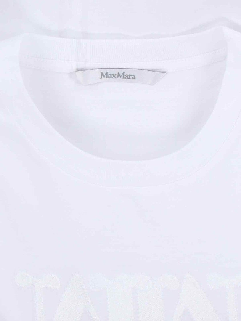 Max Mara White Cotton T-Shirt With Tone-On-Tone Logo Embroidery