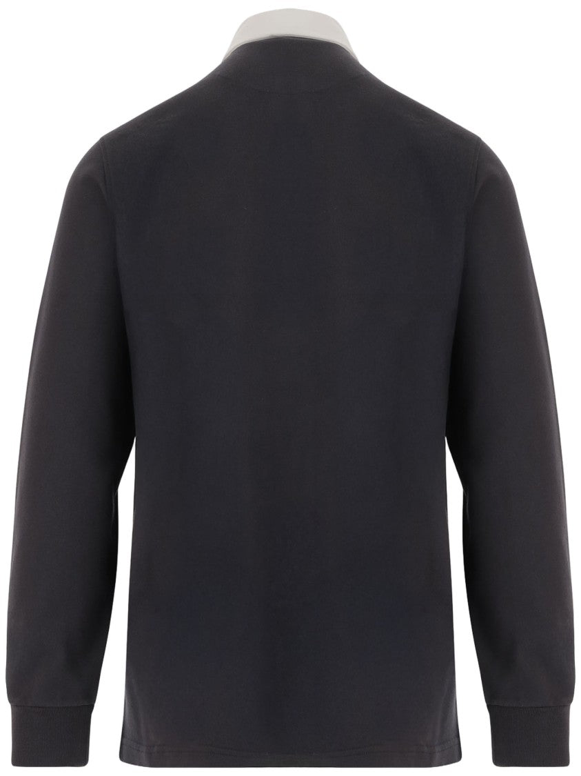 J. W. Anderson Navy Long-Sleeved Polo Shirt With Contrasting White Collar