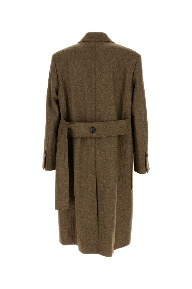 Salvatore Ferragamo Melange Mud Wool Coat