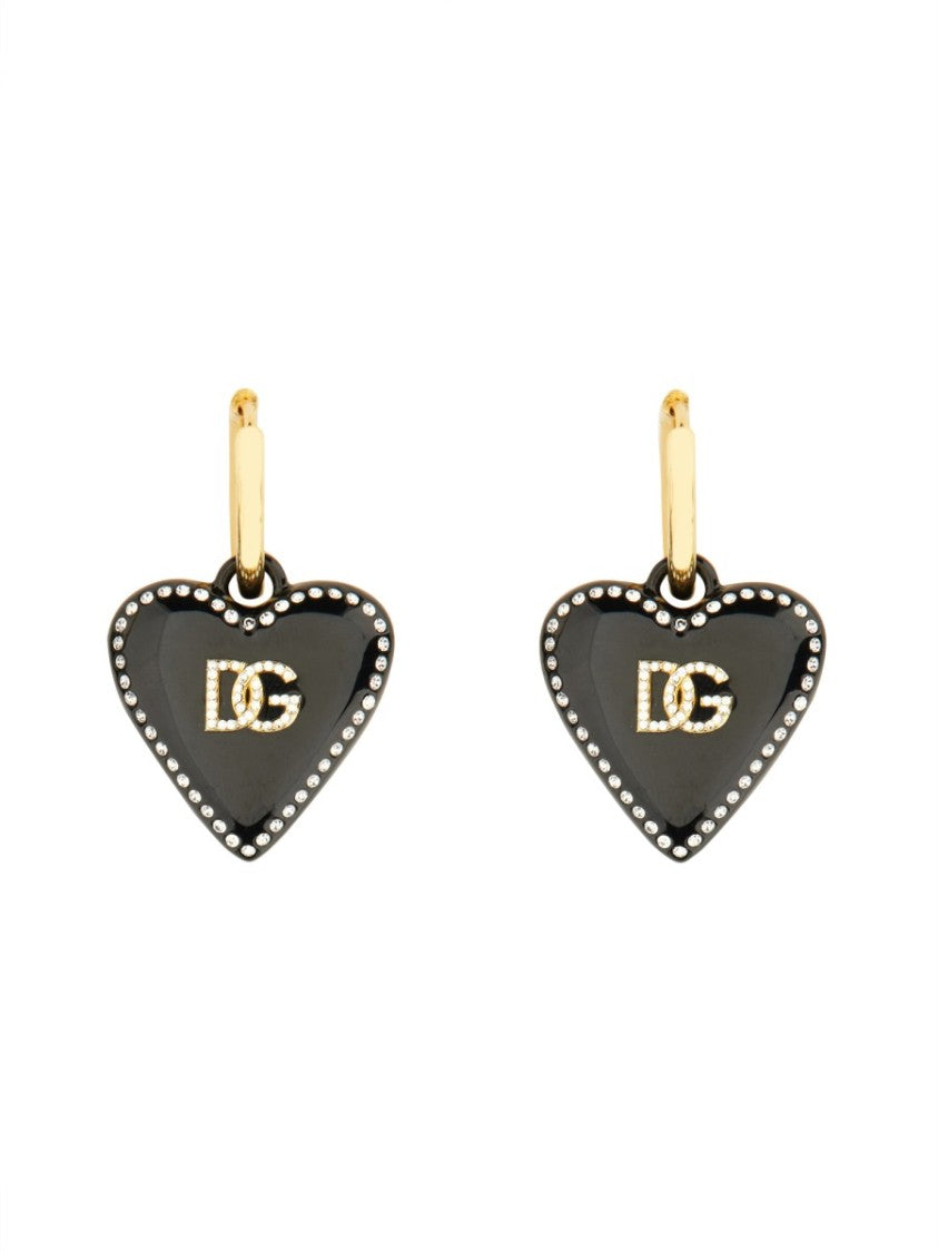 Dolce & Gabbana Heart-Shaped Logo Earrings