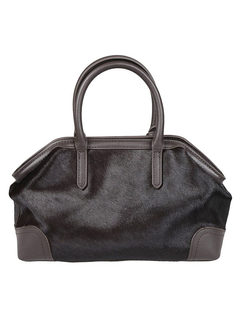 Ash Black Jospehine Structured Hair Calf Leather Shoulder Bag