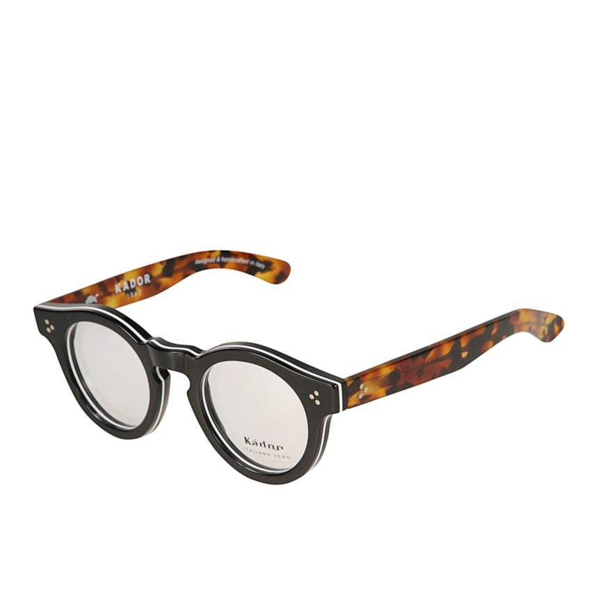 Kador Mondo Bold Round Frame Eyeglasses With Tortoiseshell Temples