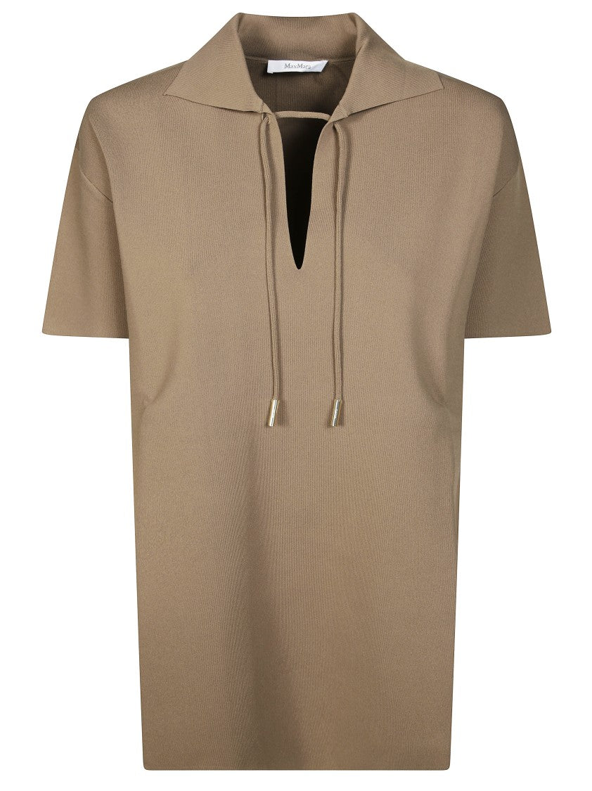 Max Mara Viscose Short-Tip Polo Collar Sweater
