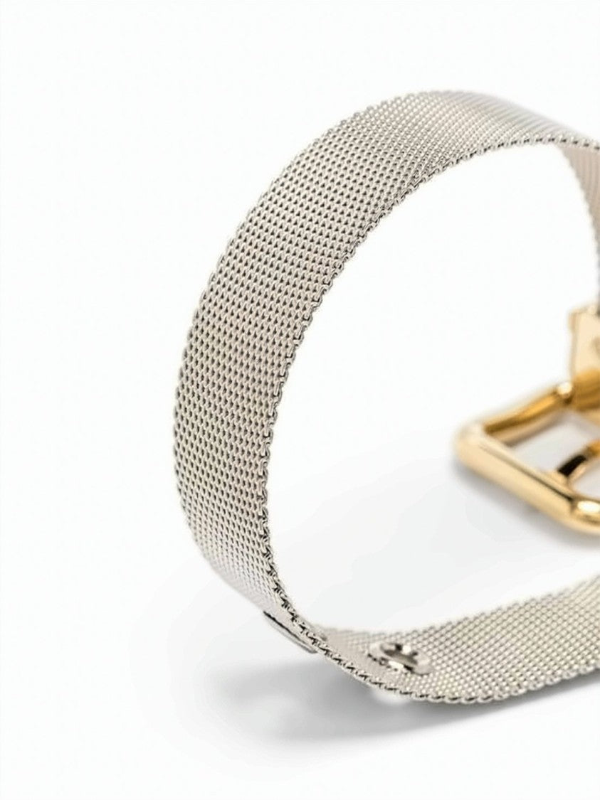 Miu Miu Metal Mesh Bracelet With Adjustable Buckle And Polished Brass Hardware