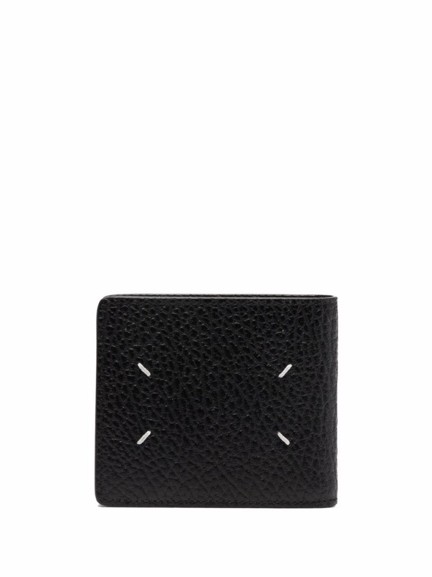 Maison Margiela Bi-Fold Wallet In Nero With Subtle Stitching