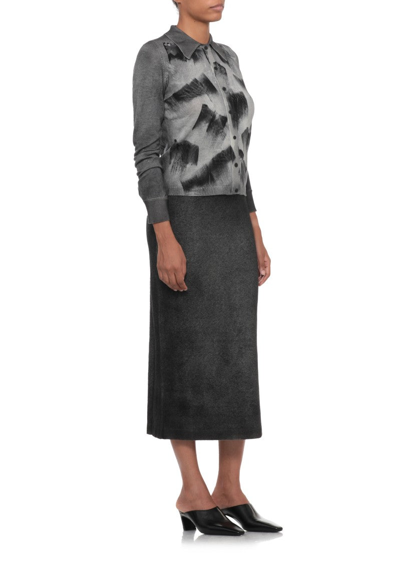 Avant Toi Grey Abstract Pattern Cashmere Cardigan