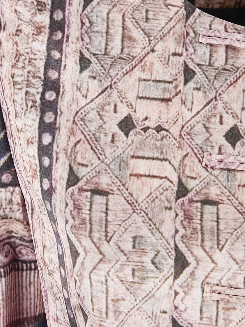 Hui Chinese-Style Printed Short Silk Jacket