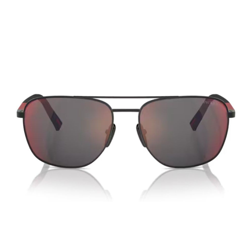 Prada Linea Rossa Ps 54Zs Pilot-Shape Black Rubberized Sunglasses