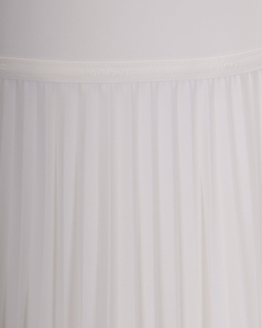 Lacoste Deep V-Neck Midi Dress With Pleated Skirt And Iconic Detailing