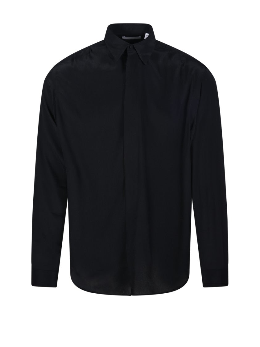 Lardini Black Shirt With Classic Collar And Tailored Fit