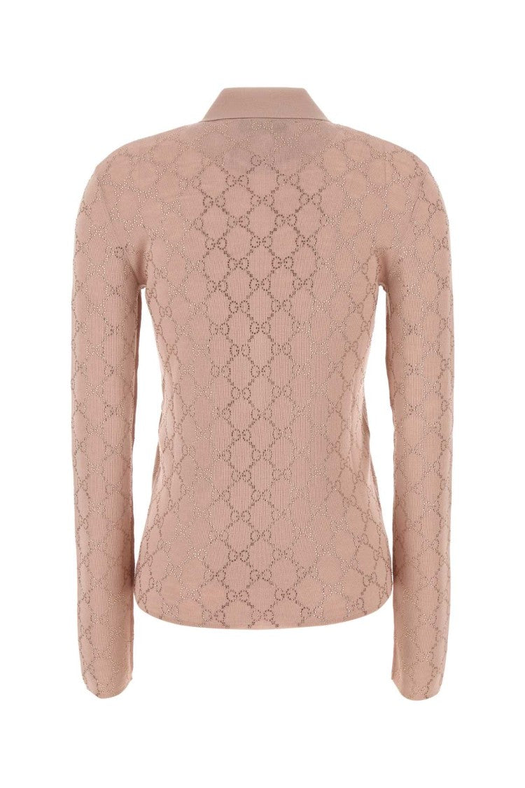 Gucci Antiqued Pink Wool Polo Shirt
