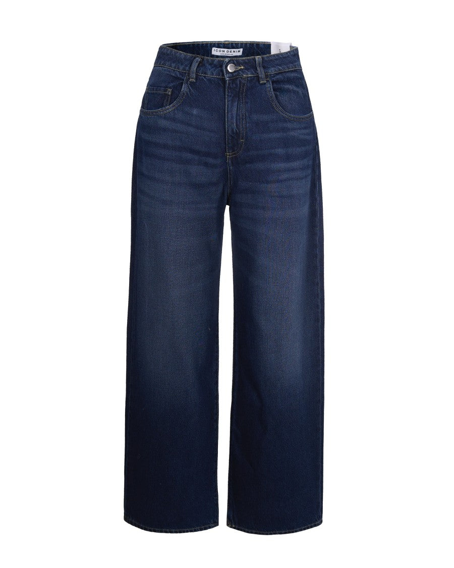 Icon Denim Wide-Leg Jeans In Dusty Blue Denim
