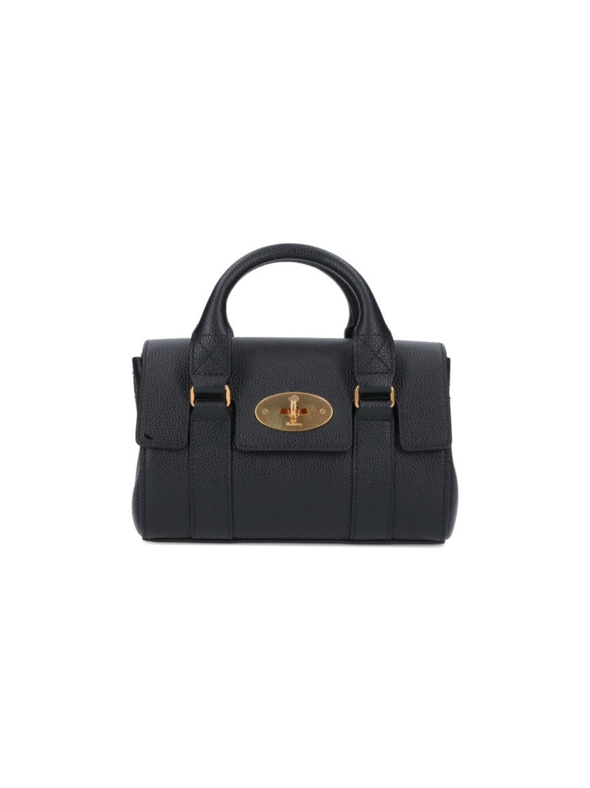 Mulberry Black Bayswater Hammered Leather Shoulder Bag