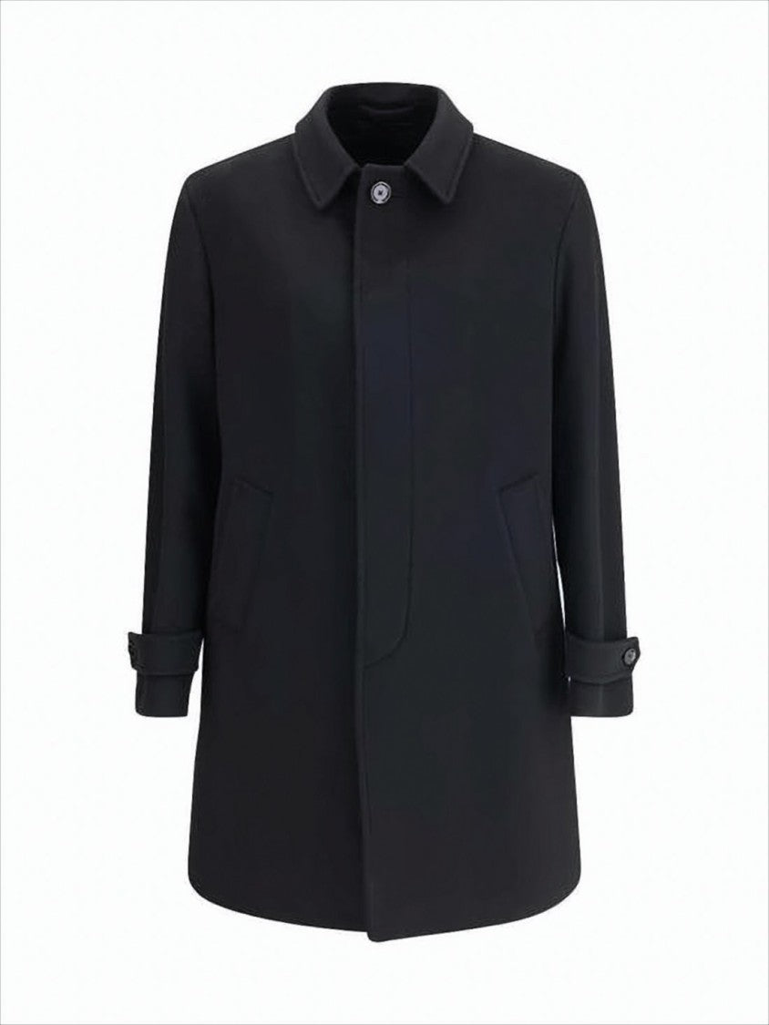 Lardini Wool Coat With Concealed Button Placket