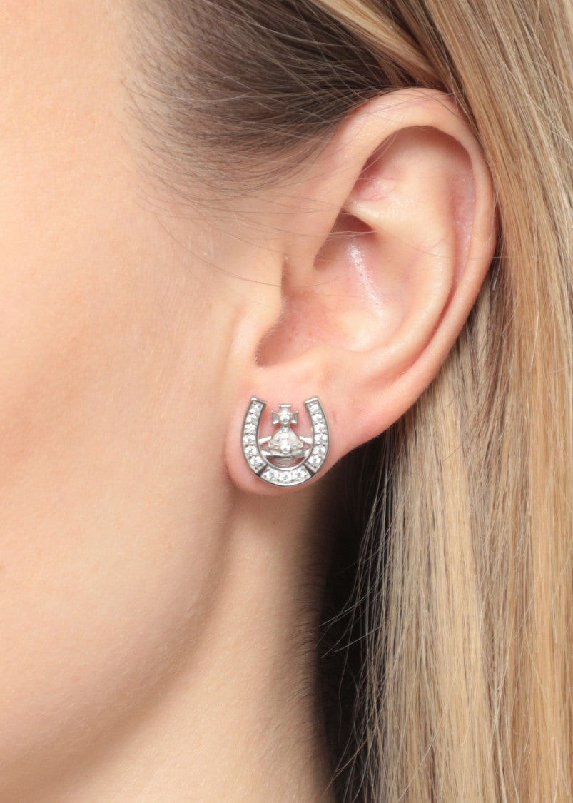 Vivienne Westwood Mini Bas Relief Earrings With Orb Logo And Sparkling Strass
