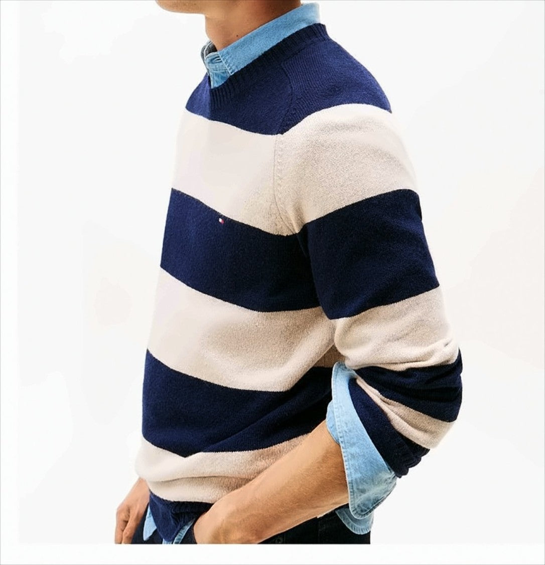 Tommy Hilfiger Broad Striped Lambswool Crew Neck Sweater