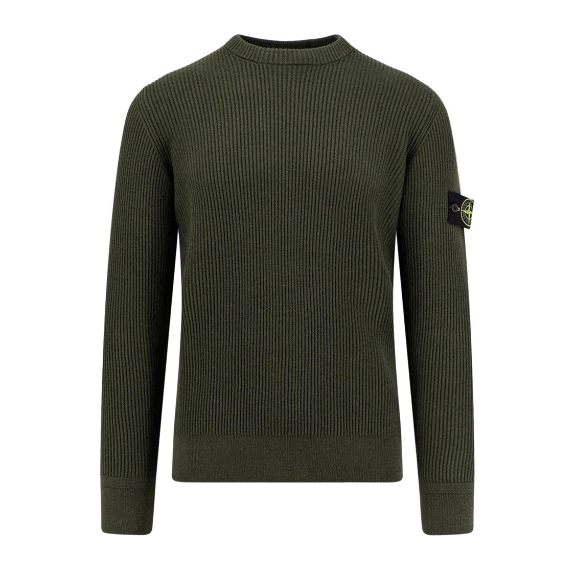 Stone Island Ribbed Knit Sweater With Crew Neckline