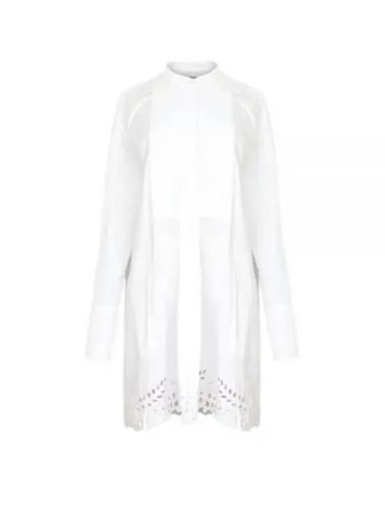 Isabel Marant Structured White Midi Dress With Intricate Cut-Out Hem