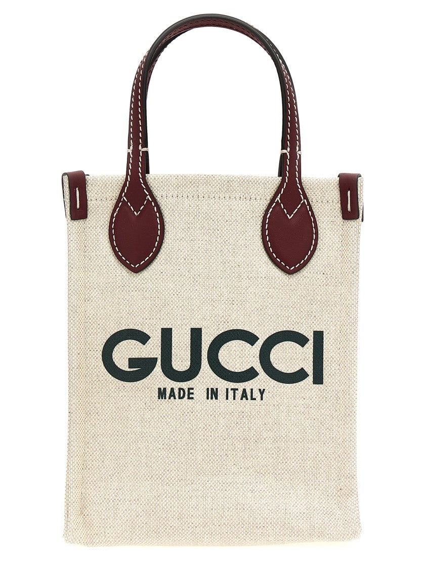 Gucci Canvas Handbag With Bold Logo Print