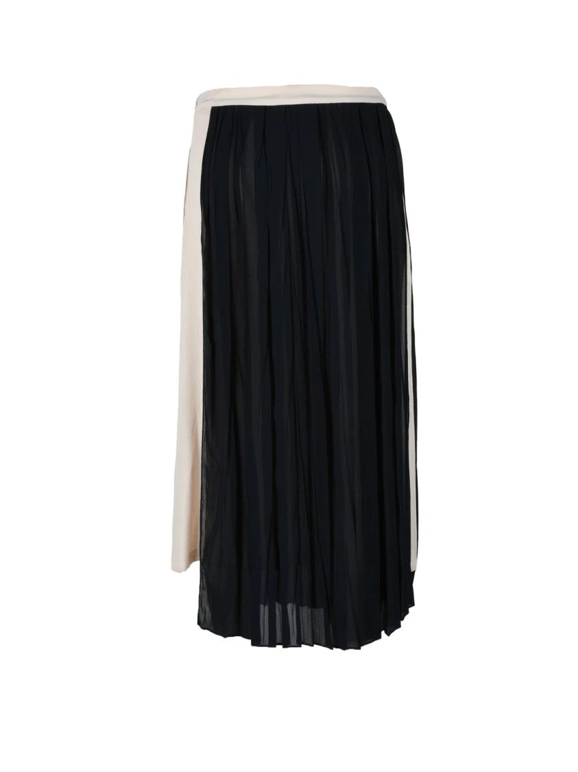 Semi Couture Blue Pleated Acetate-Silk Blend Midi Skirt